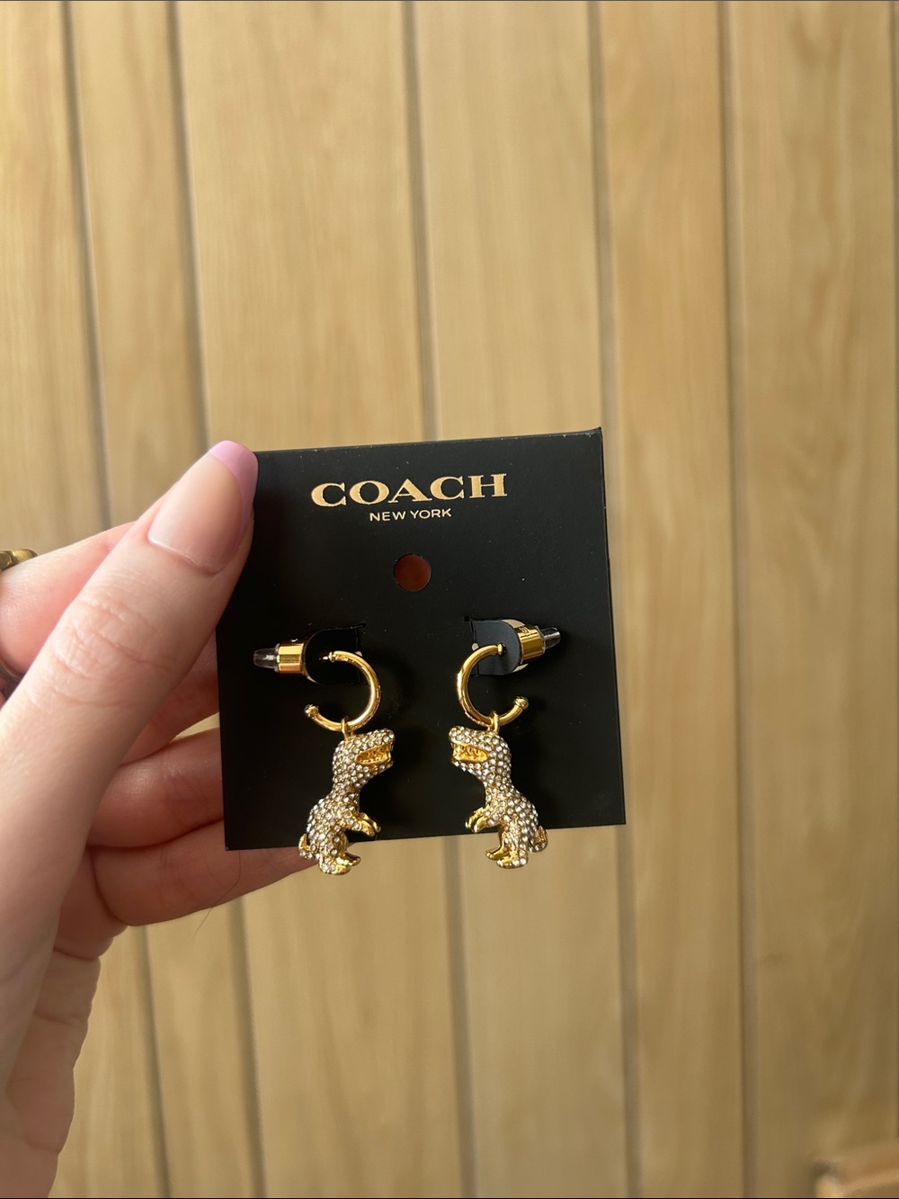 Coach Rexy 🦖 pave huggie earrings